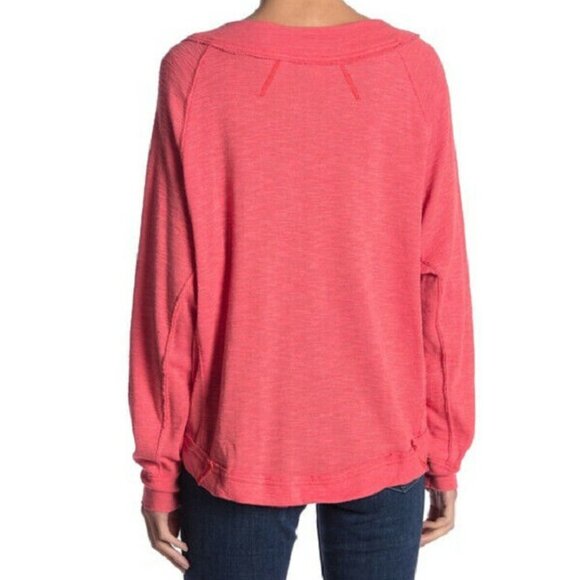 Free People | Scarlet Red Pink Long Sleeve with 3 Buttons | Great Condition - Picture 3 of 7